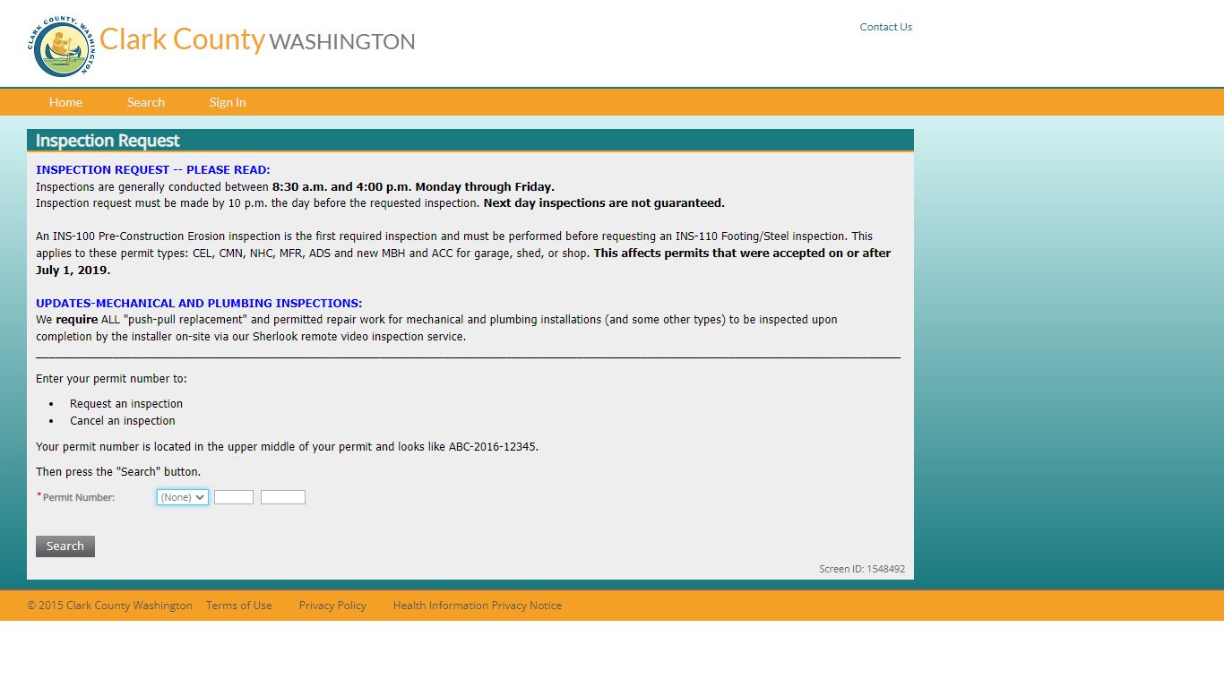LMS Online - Inspection Request - Washington